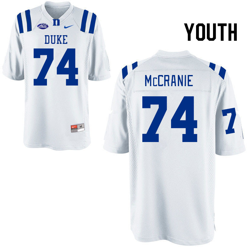 Youth #74 Reagan McCranie Duke Blue Devils College Football Jerseys Stitched Sale-White - Click Image to Close
